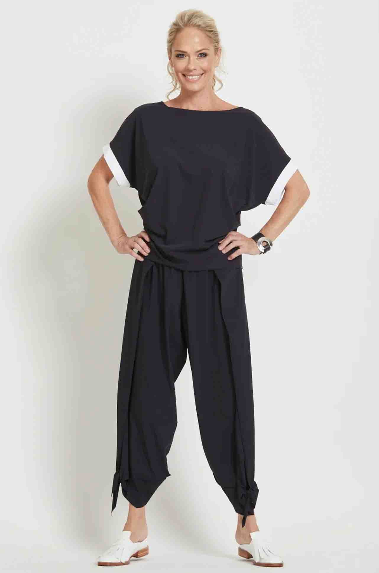 Paula Ryan - Overlay Side Panel Tie Cuff Pant