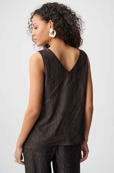 Joseph Ribkoff - Pleated Satin Flared V-Neck Top