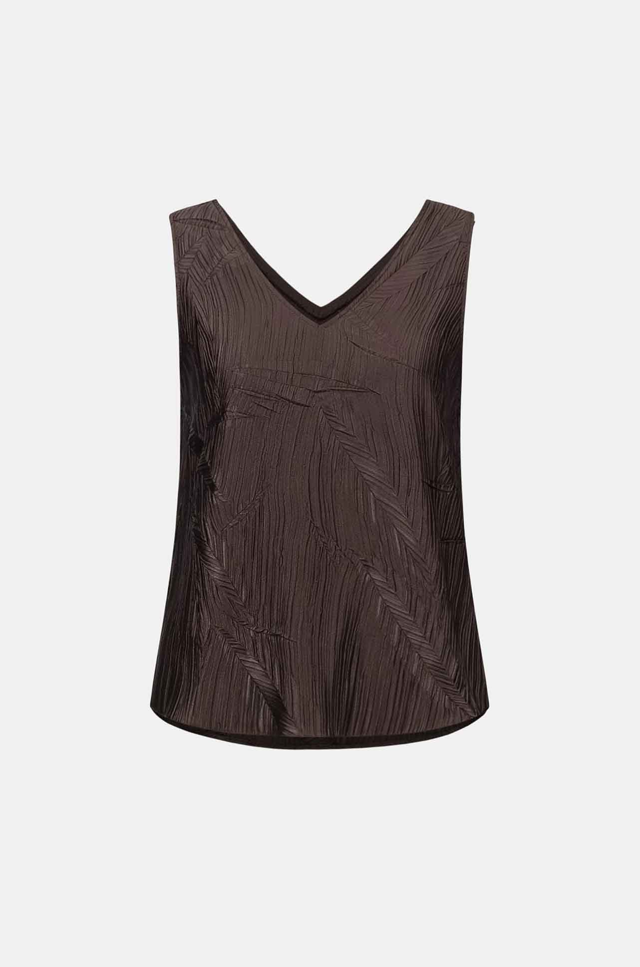 Joseph Ribkoff - Pleated Satin Flared V-Neck Top