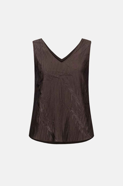 Joseph Ribkoff - Pleated Satin Flared V-Neck Top