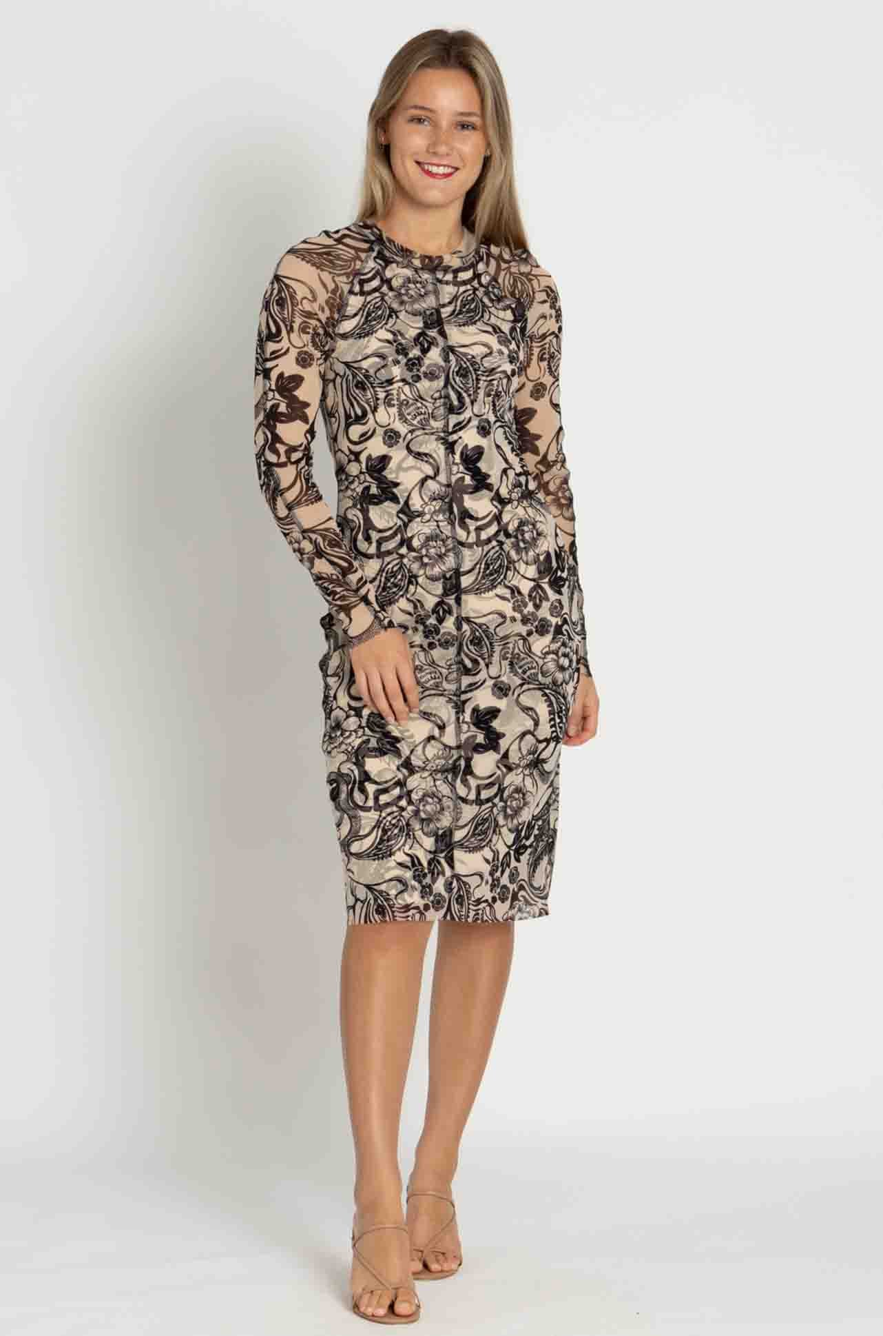 Marc Cain - Print Mesh High Neck Dress