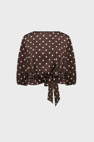 Joseph Ribkoff - Recycled Satin Dot Print Hip Tie Top
