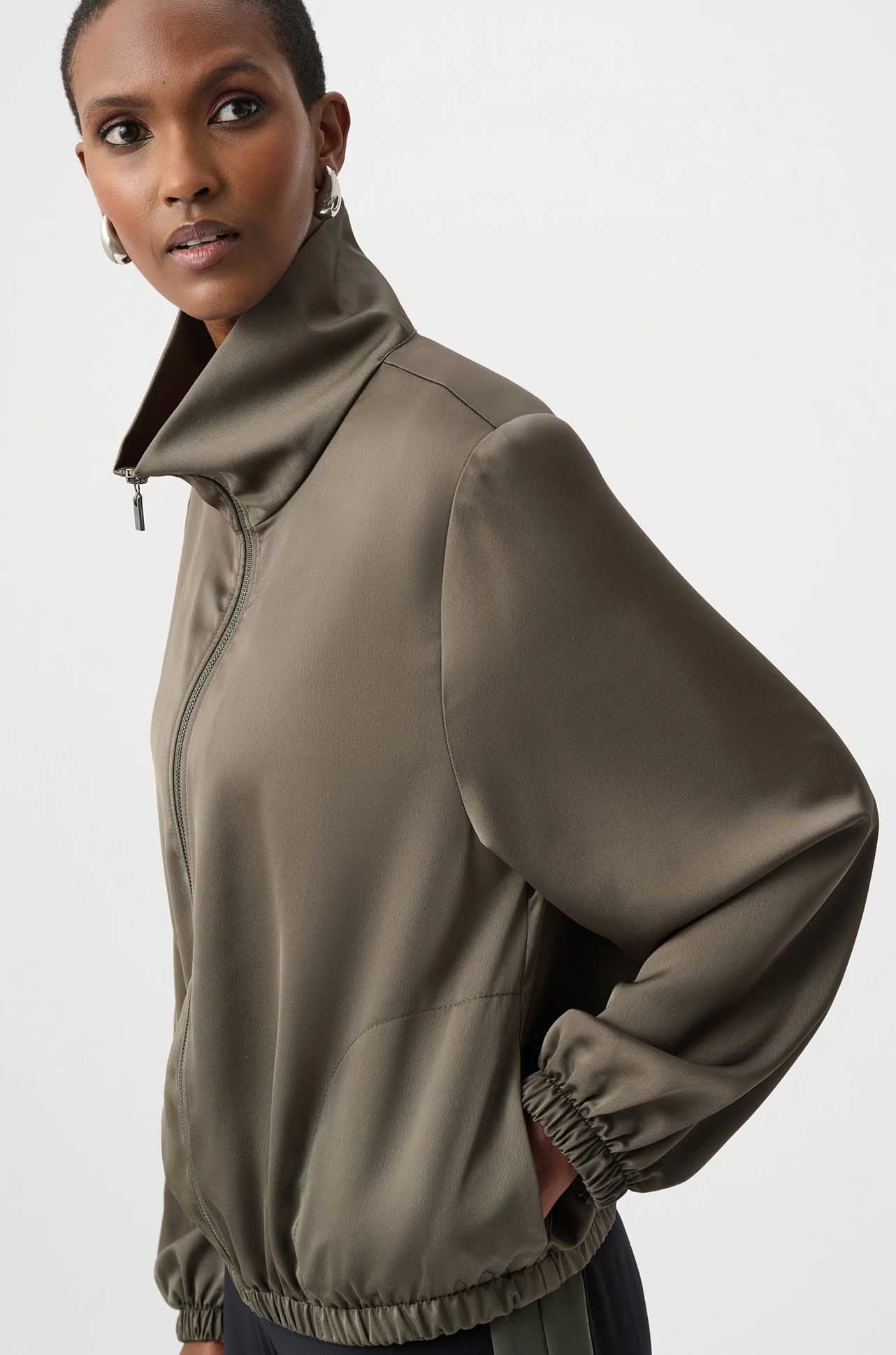 Joseph Ribkoff - Recycled Satin Zipped Bomber Jacket