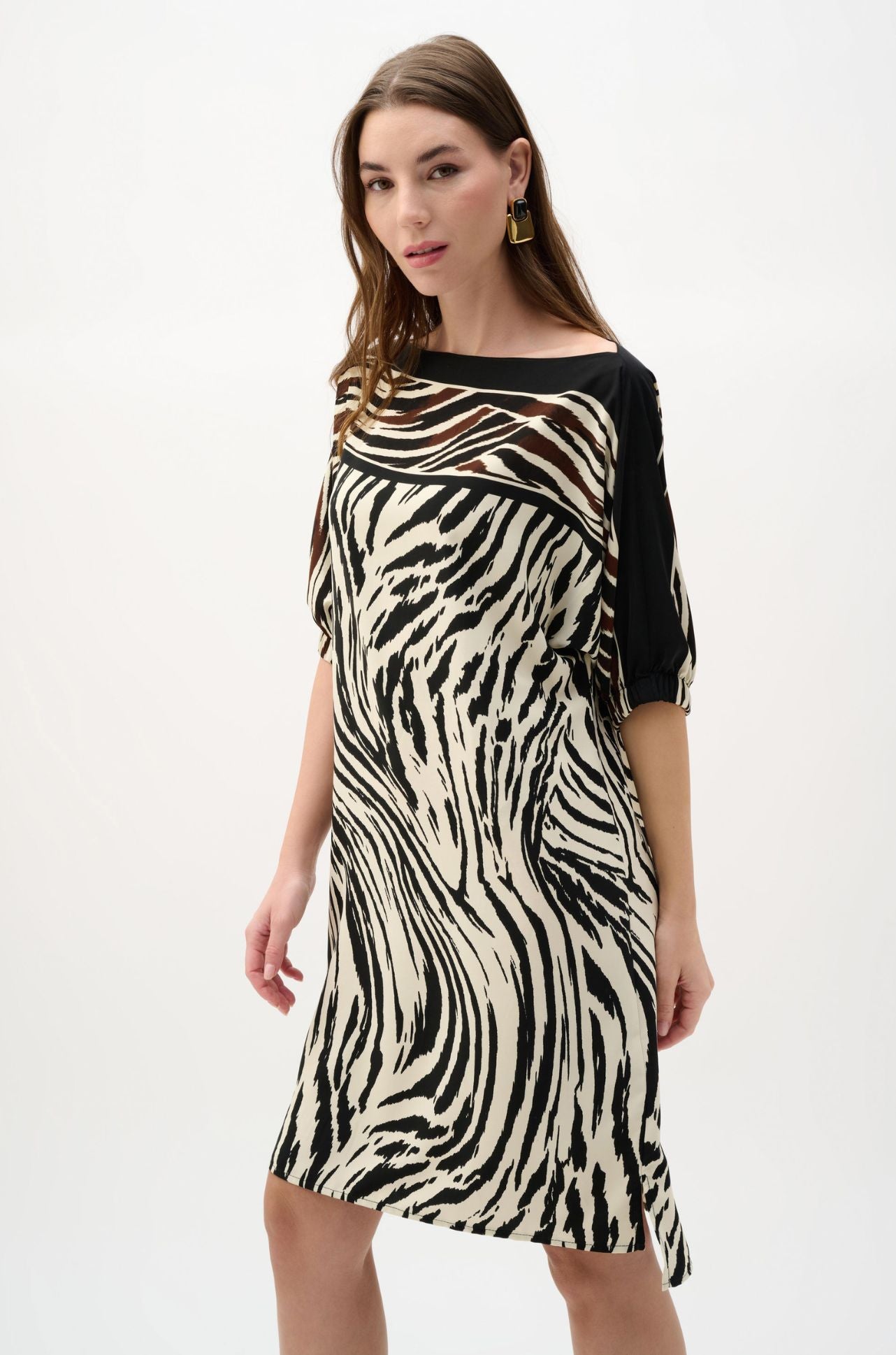Joseph Ribkoff - Recycled Woven Animal Print Straight Dress