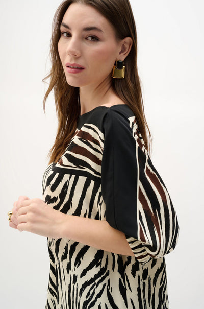 Joseph Ribkoff - Recycled Woven Animal Print Straight Dress