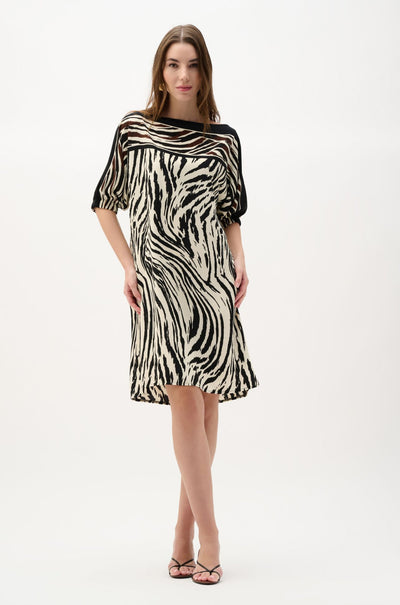 Joseph Ribkoff - Recycled Woven Animal Print Straight Dress