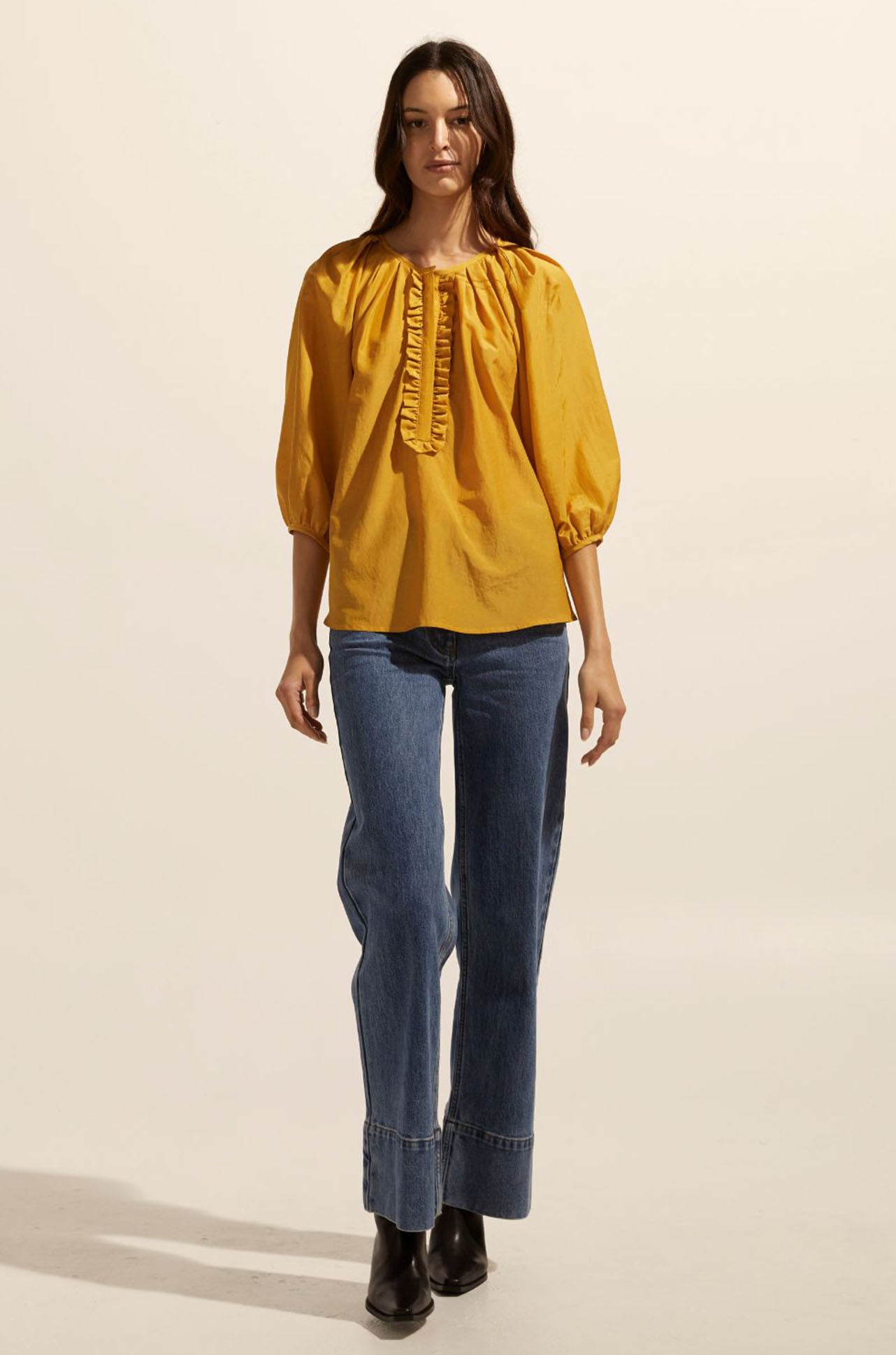 zoe kratzmann - refine top in ochre