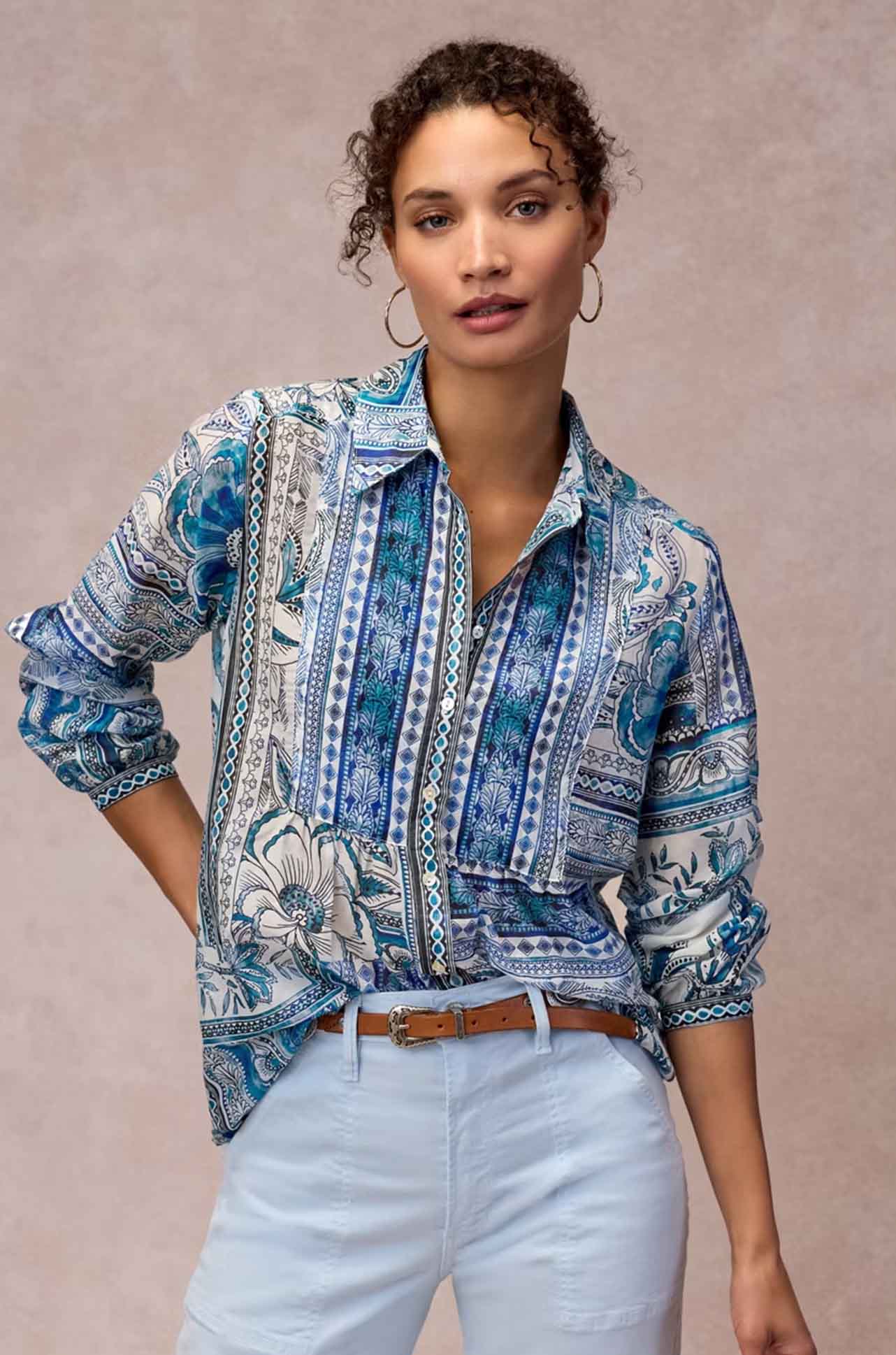 Johnny Was - Relaxed Yoke Shirt in Athene