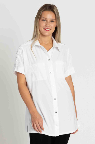 Paula Ryan - Rouched Cap Sleeve Shirt
