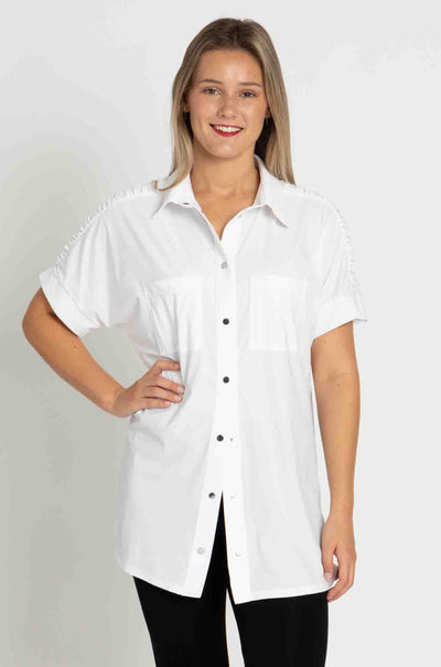 Paula Ryan - Rouched Cap Sleeve Shirt