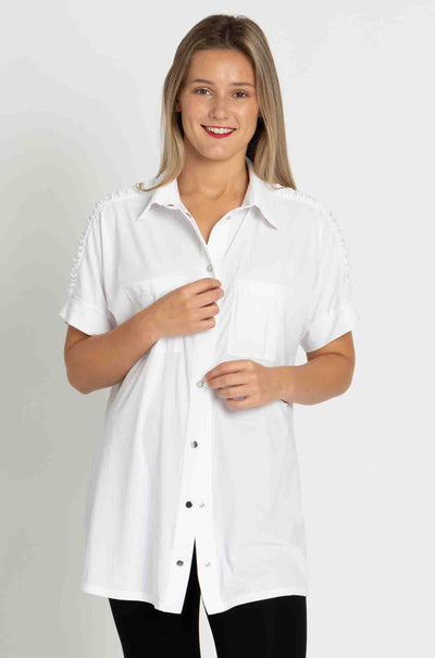 Paula Ryan - Rouched Cap Sleeve Shirt