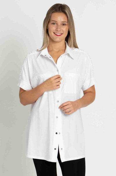 Paula Ryan - Rouched Cap Sleeve Shirt