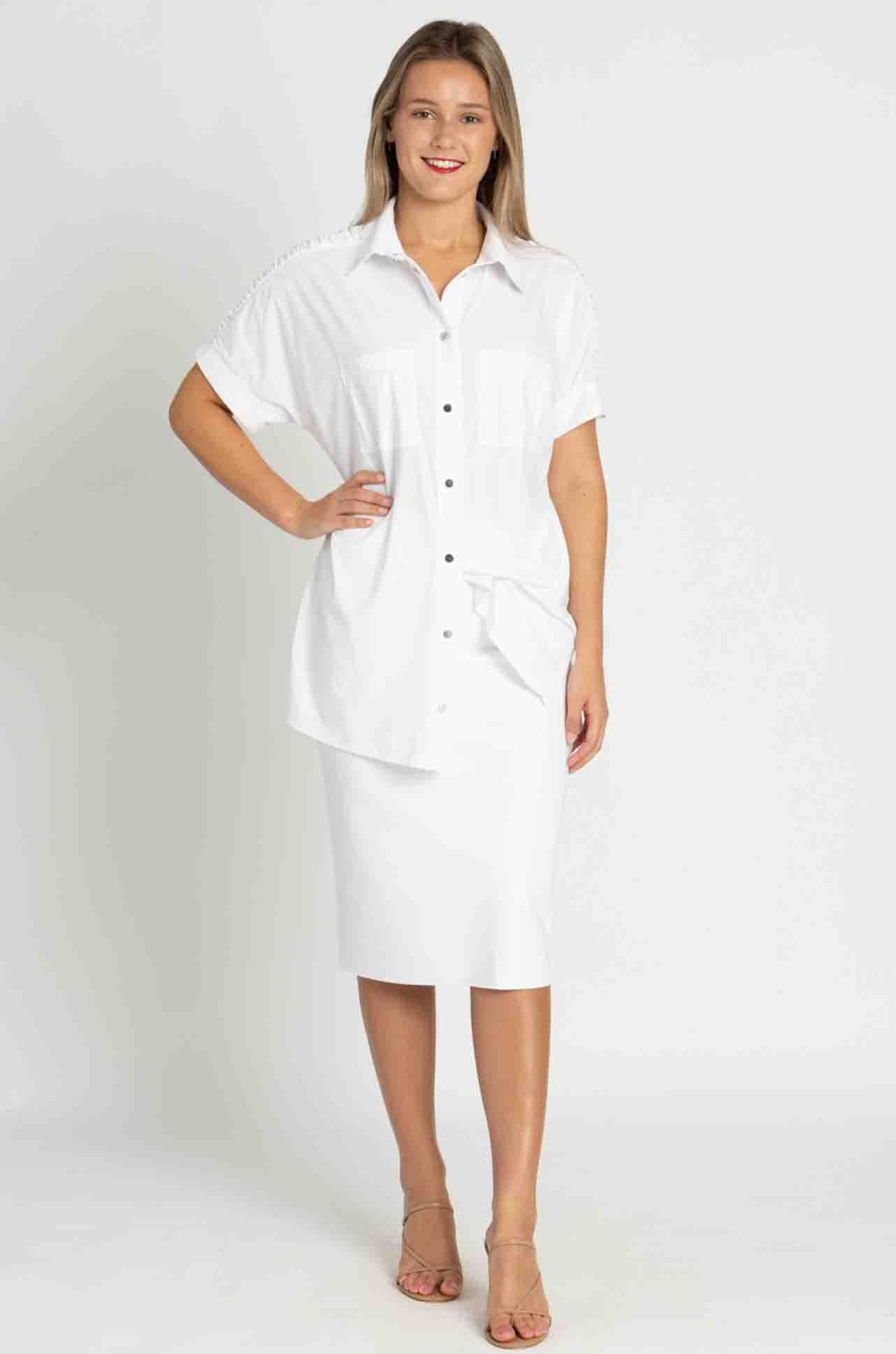 Paula Ryan - Rouched Cap Sleeve Shirt