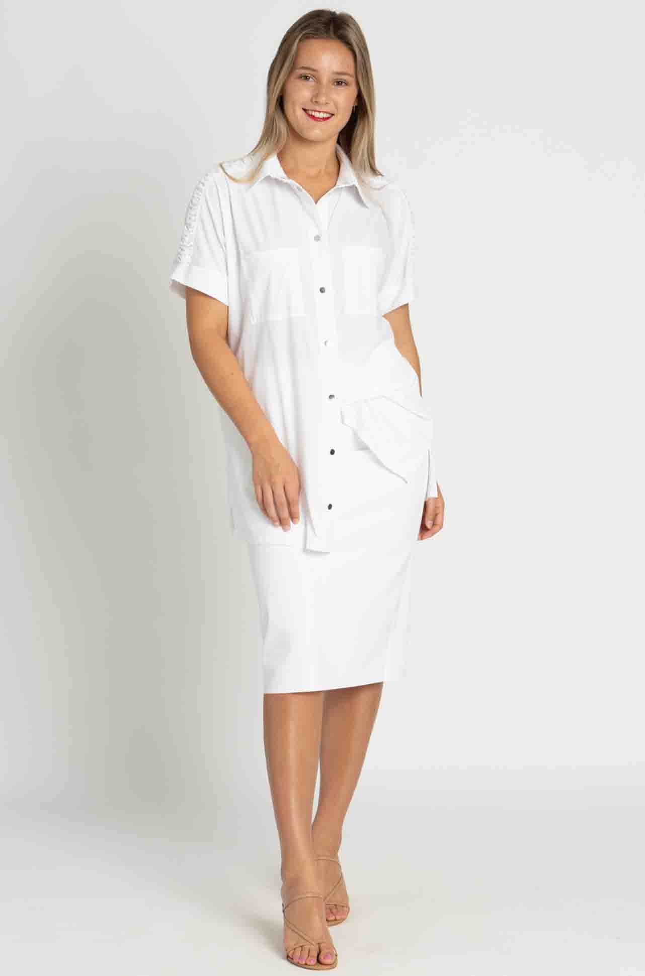 Paula Ryan - Rouched Cap Sleeve Shirt