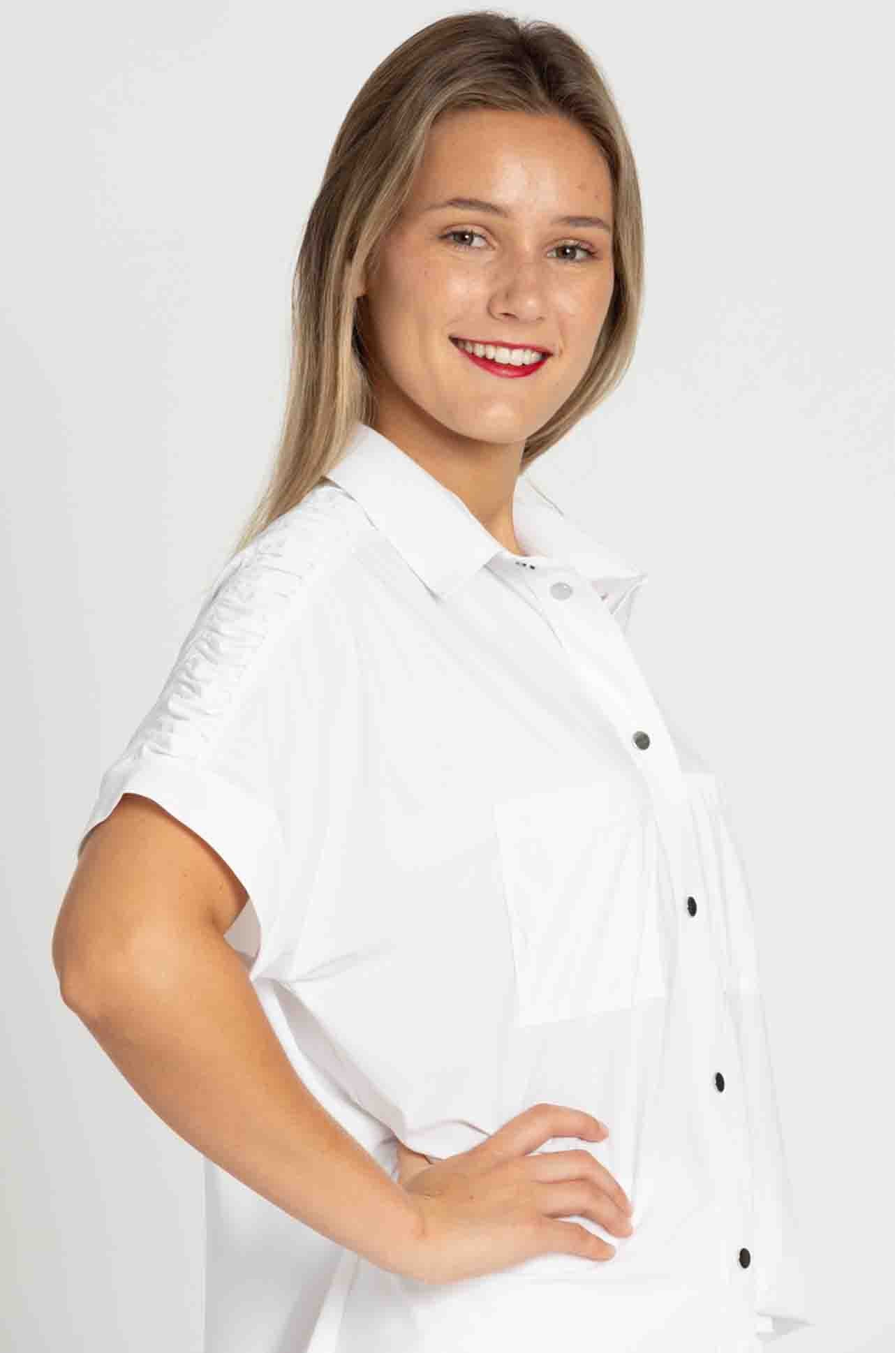 Paula Ryan - Rouched Cap Sleeve Shirt