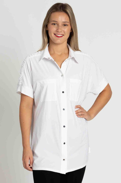 Paula Ryan - Rouched Cap Sleeve Shirt