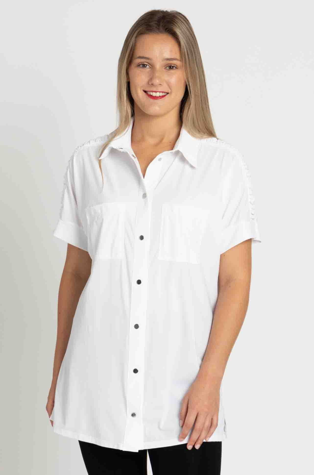 Paula Ryan - Rouched Cap Sleeve Shirt