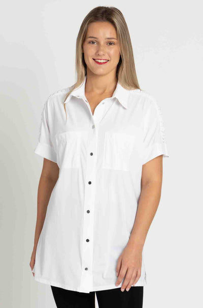 Paula Ryan - Rouched Cap Sleeve Shirt