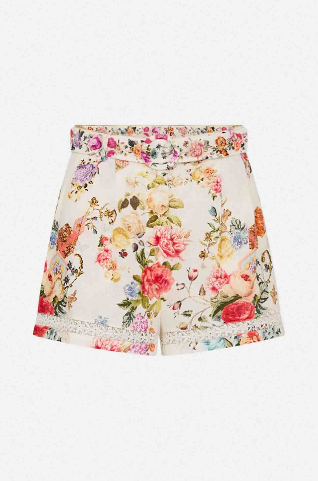 Camilla - Sew Yesterday High Waisted Shorts w/ Lace Insert