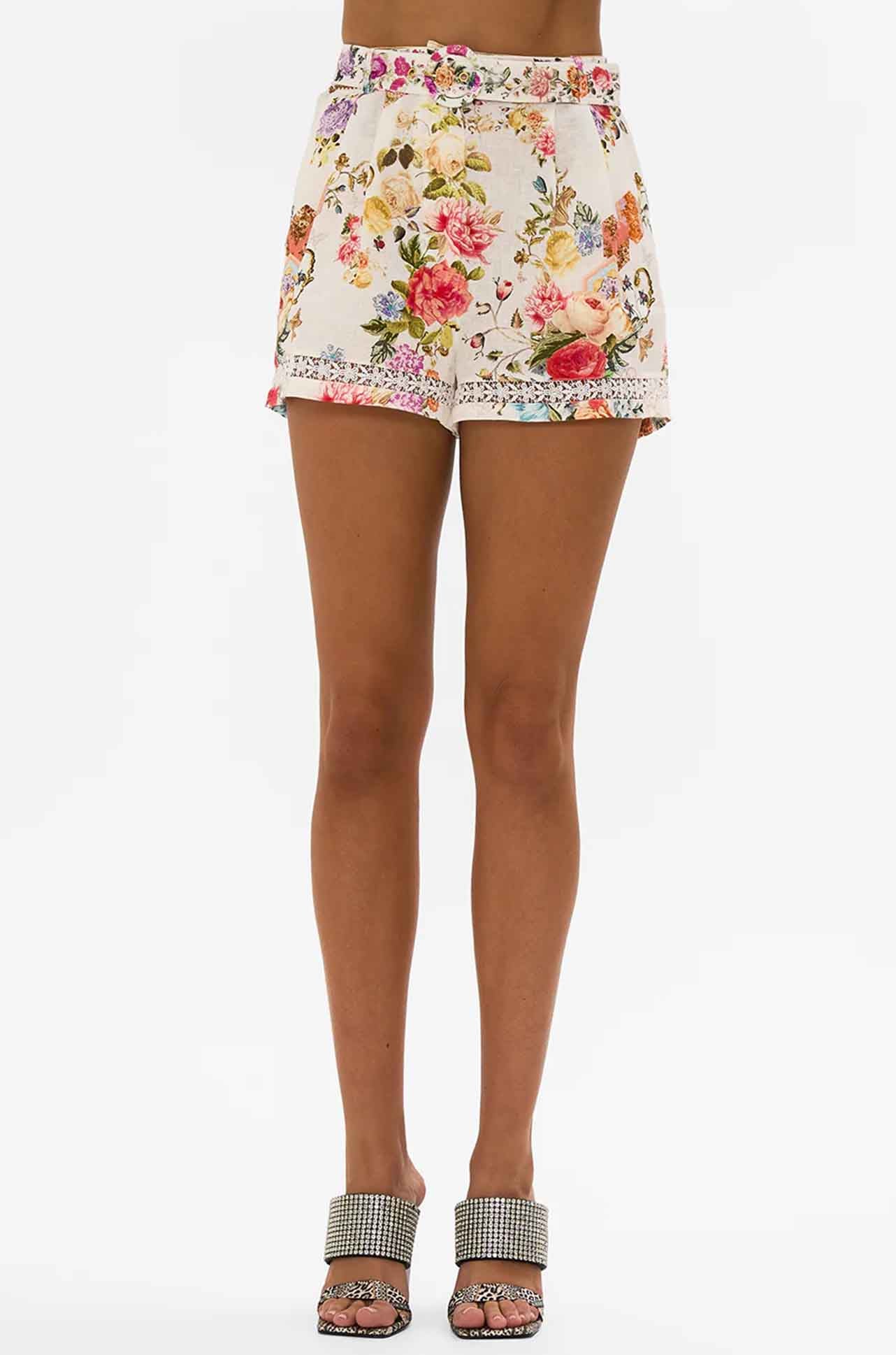 Camilla - Sew Yesterday High Waisted Shorts w/ Lace Insert