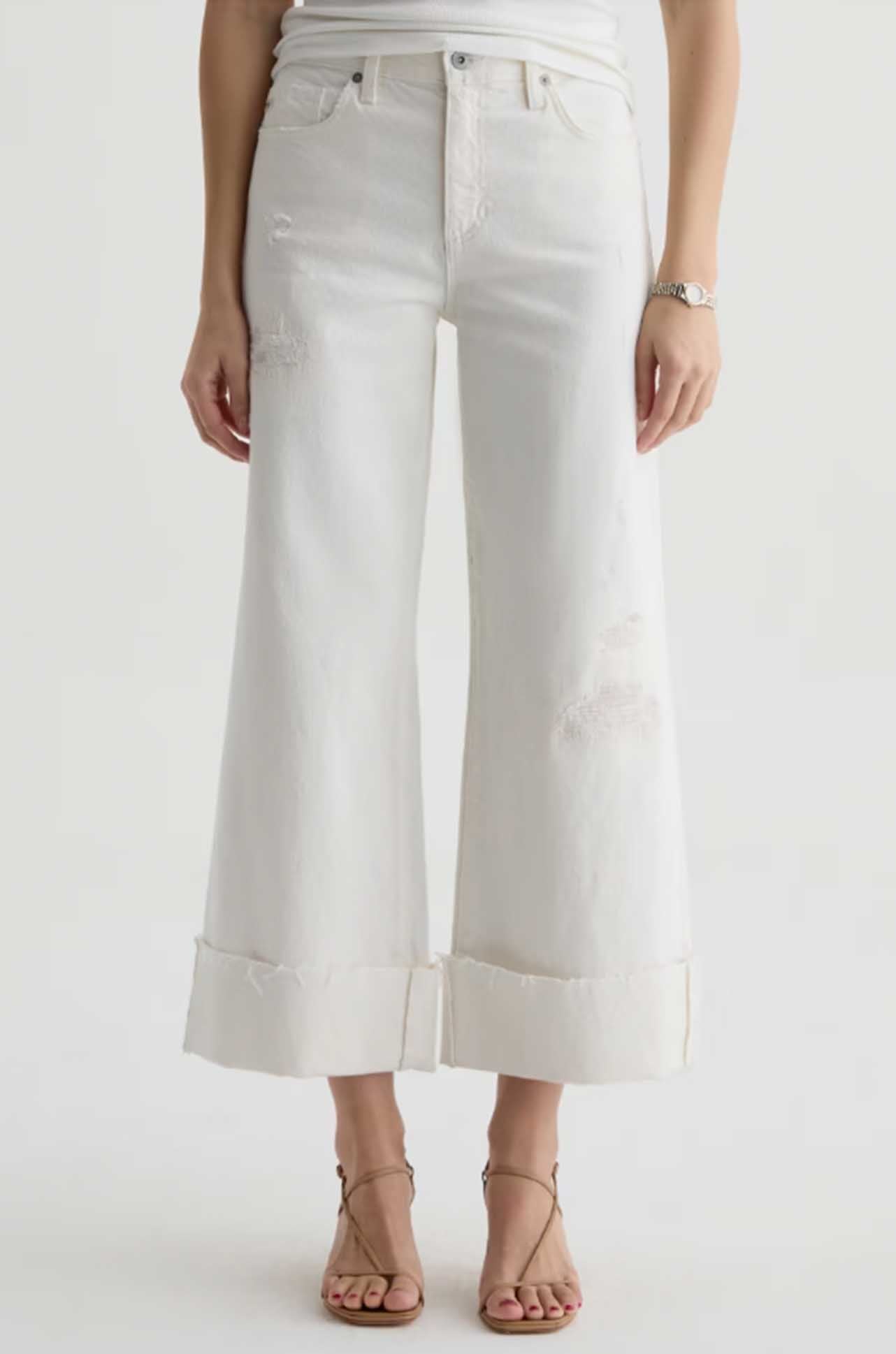 AG Jeans - Saige Wide Leg Crop Jean in Powder Mended