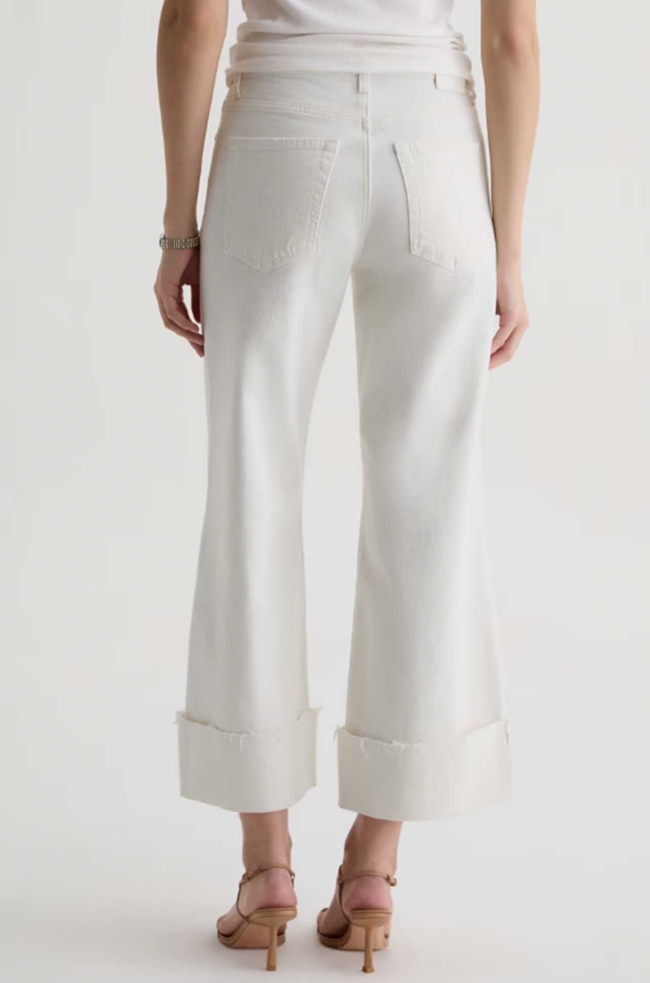 AG Jeans - Saige Wide Leg Crop Jean in Powder Mended