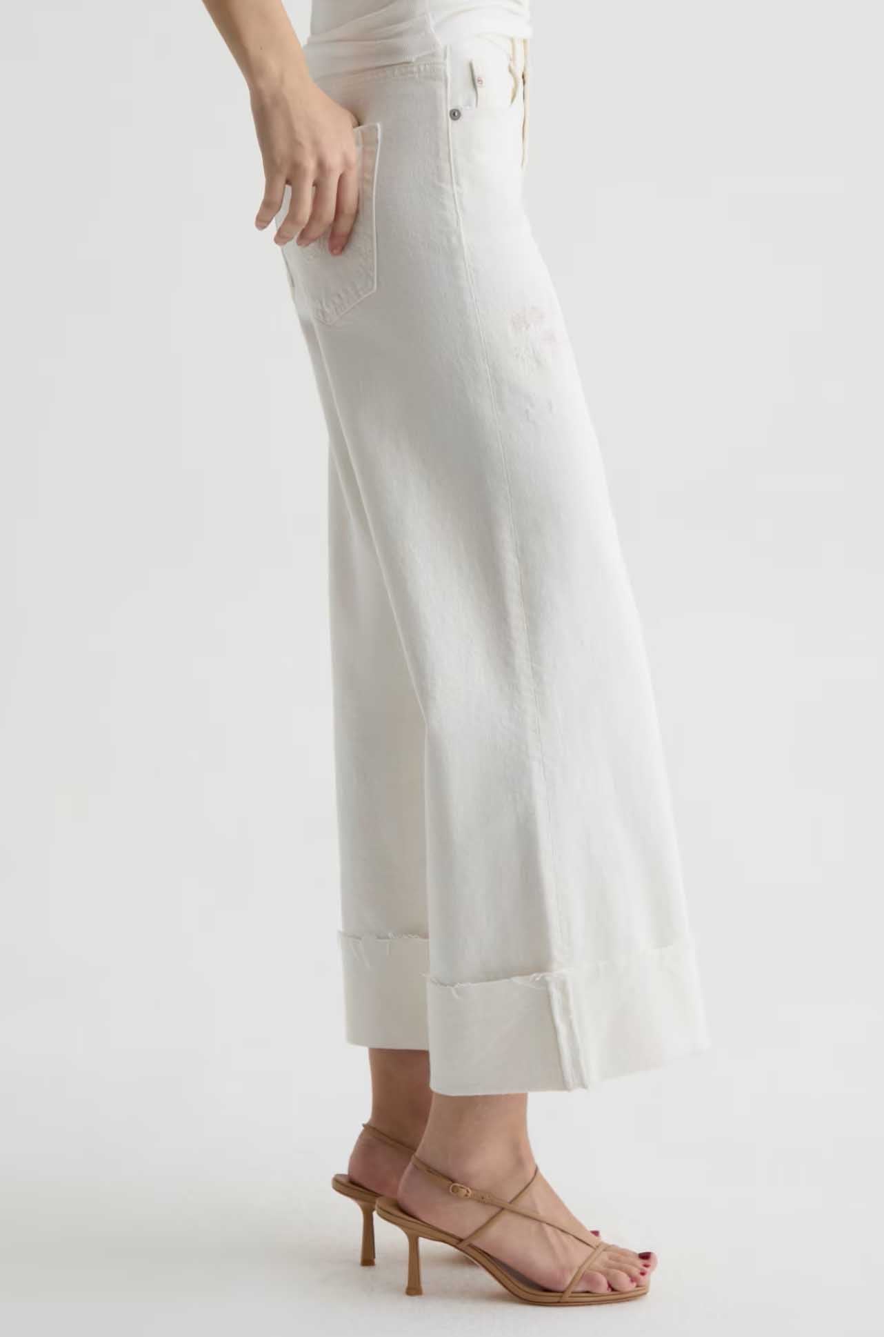 AG Jeans - Saige Wide Leg Crop Jean in Powder Mended