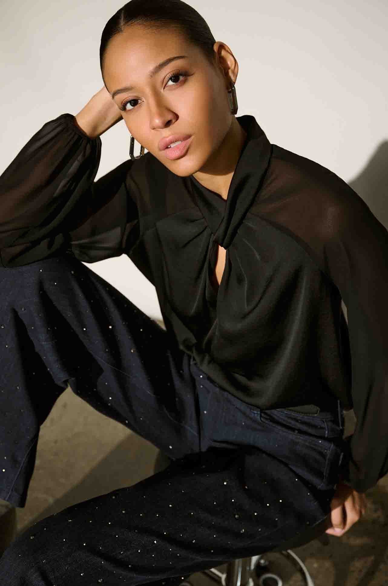 Joseph Ribkoff - Satin Top w/ Chiffon Sleeves