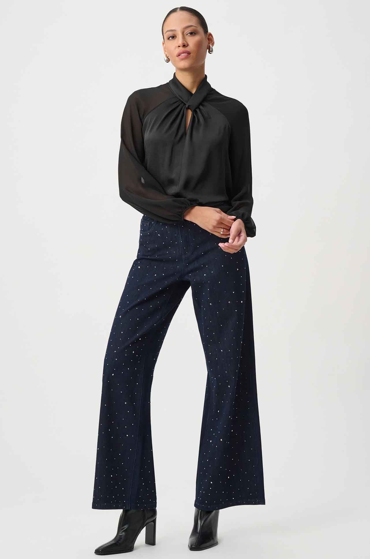 Joseph Ribkoff - Satin Top w/ Chiffon Sleeves