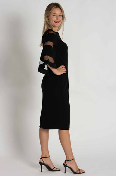 Joseph Ribkoff - Scuba Crepe with Mesh Sheath Dress