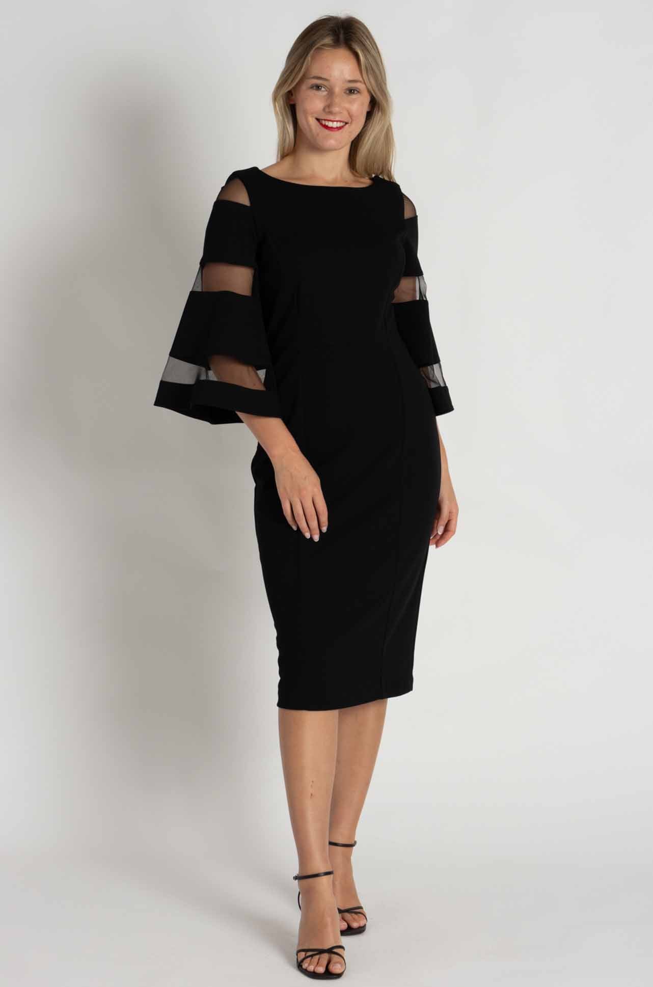 Joseph Ribkoff - Scuba Crepe with Mesh Sheath Dress