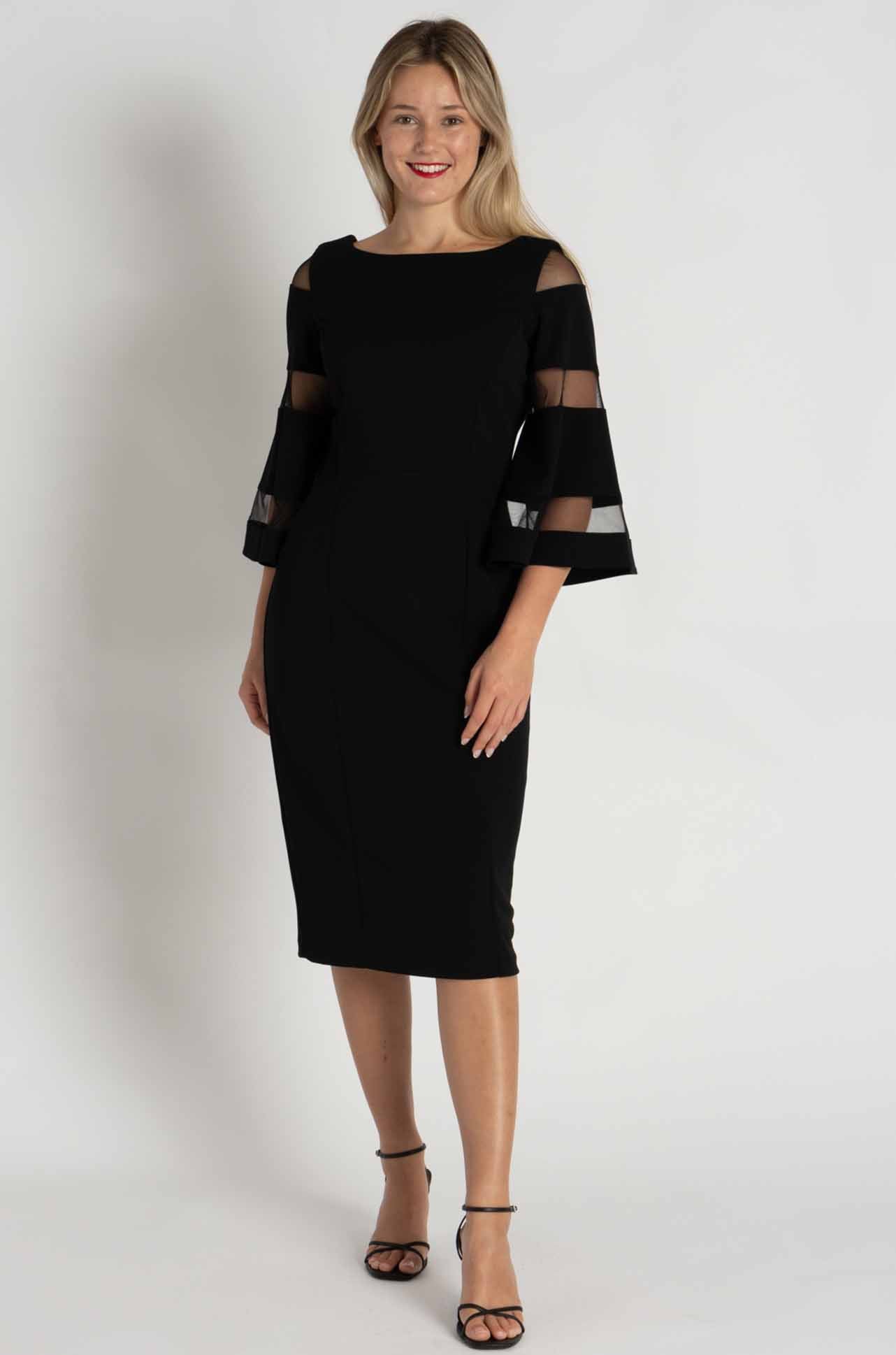Joseph Ribkoff - Scuba Crepe with Mesh Sheath Dress