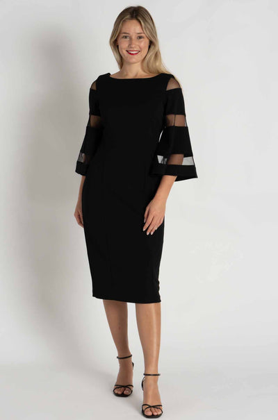 Joseph Ribkoff - Scuba Crepe with Mesh Sheath Dress