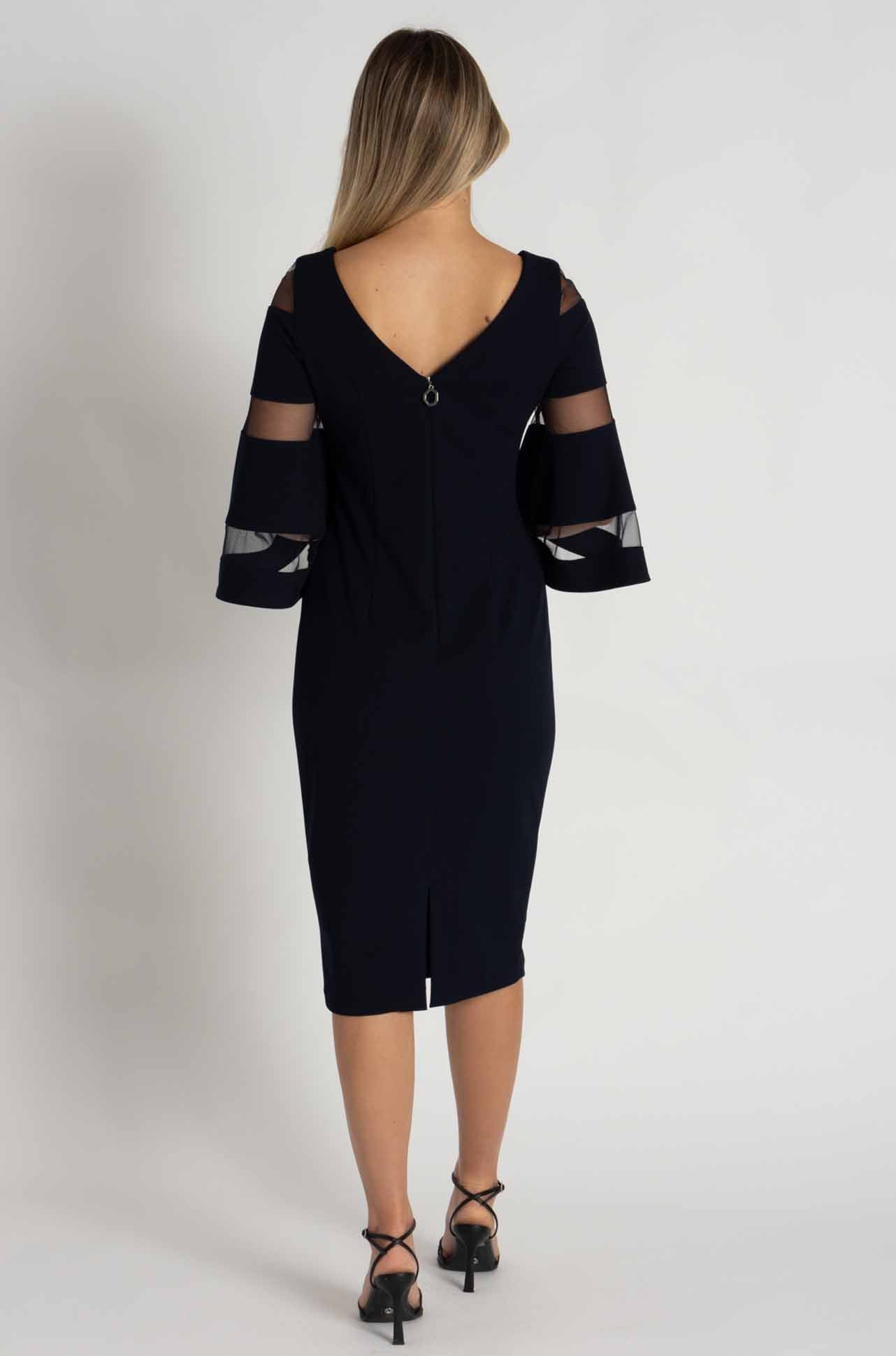 Joseph Ribkoff - Scuba Crepe with Mesh Sheath Dress