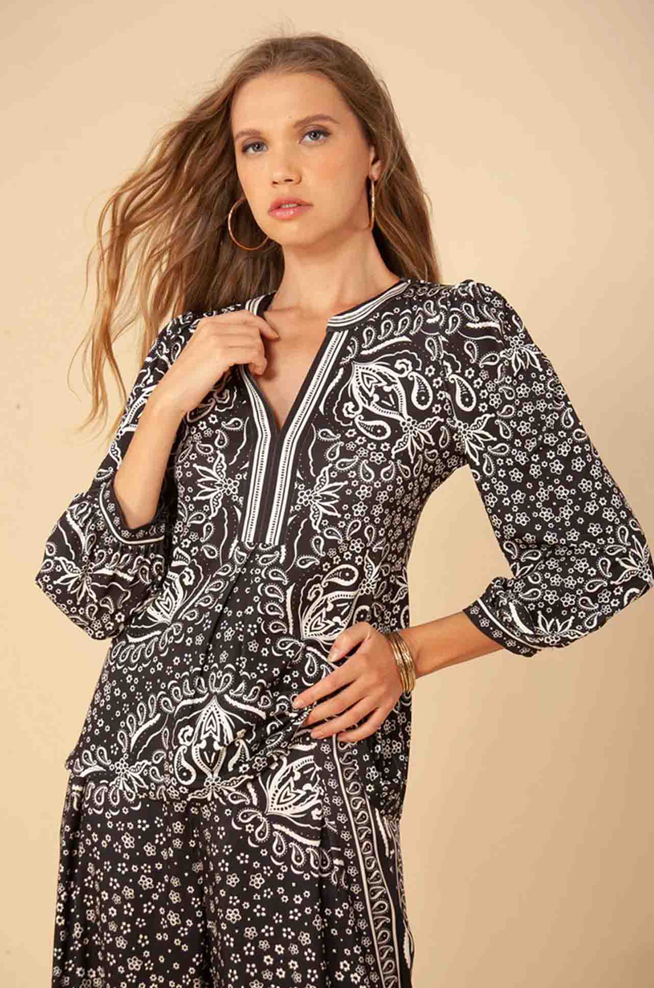 Hale Bob - Shira Jersey Top in Black