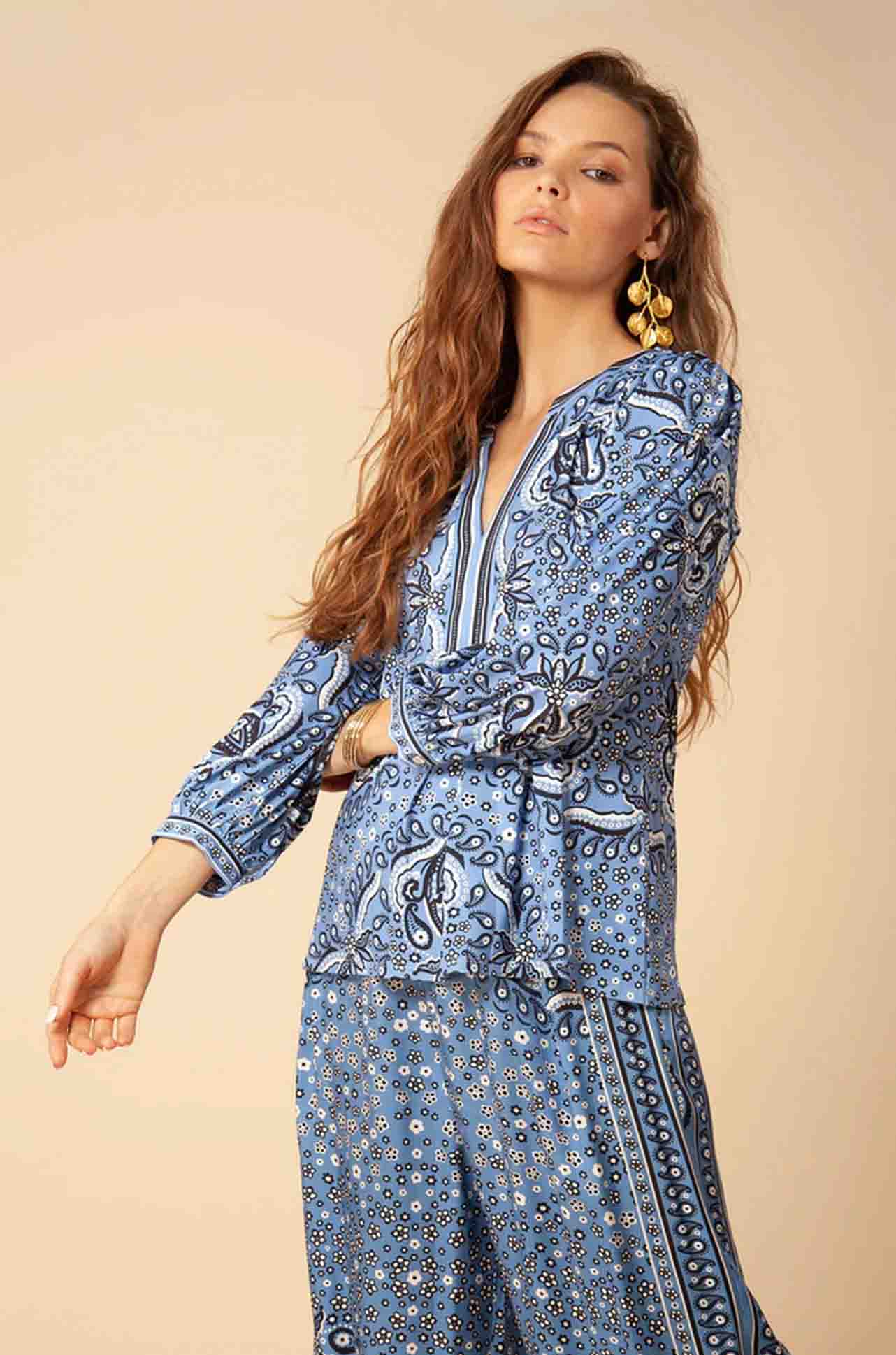 Hale Bob - Shira Jersey Top in Blue