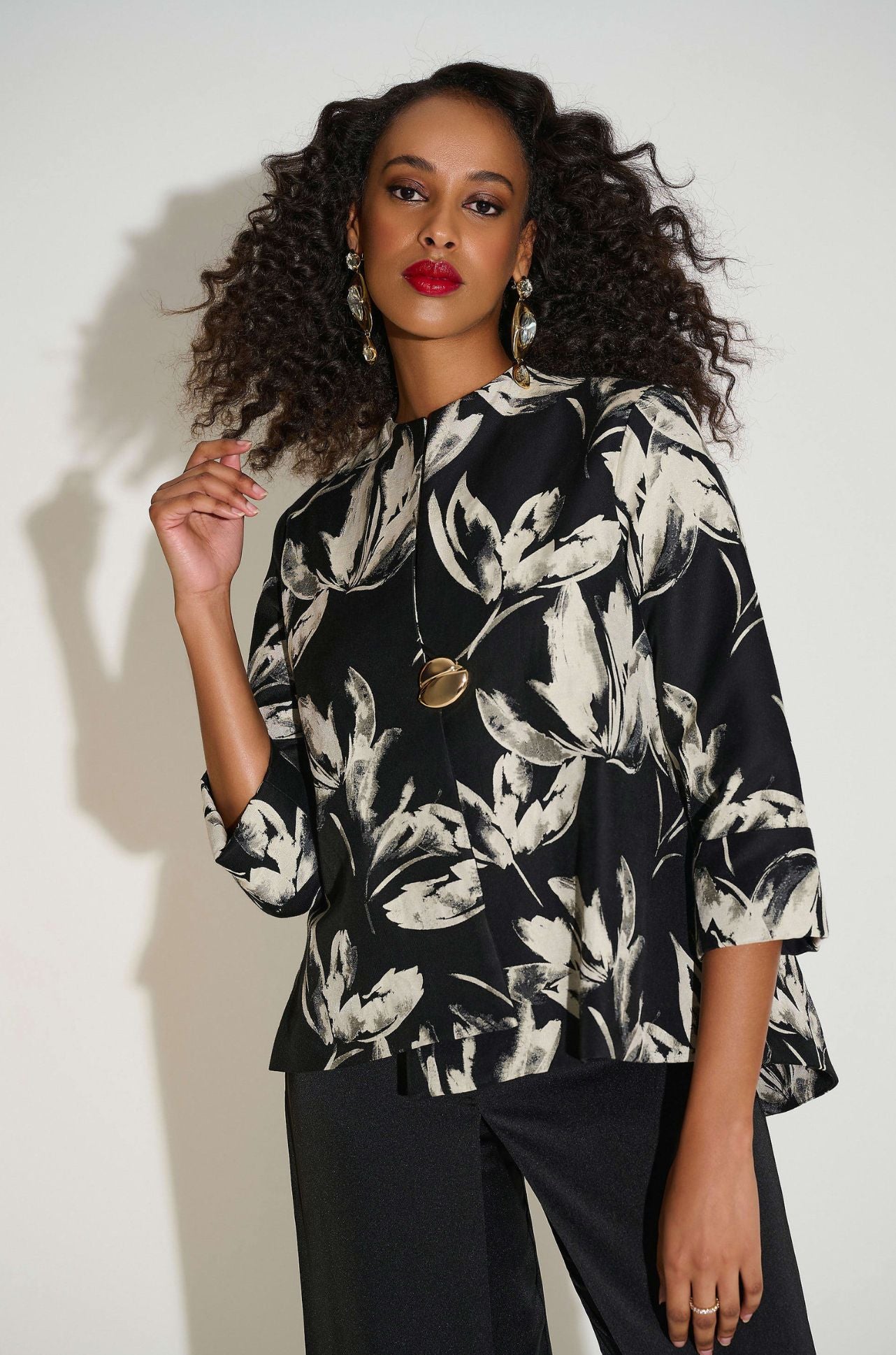 Joseph Ribkoff - Signature Jacquard Floral Print Swing Jacket