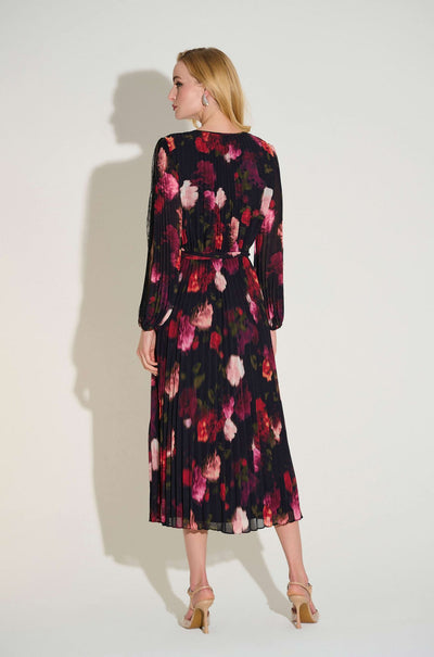 Joseph Ribkoff - Signature Pleated Chiffon Floral Fit and Flare Dress