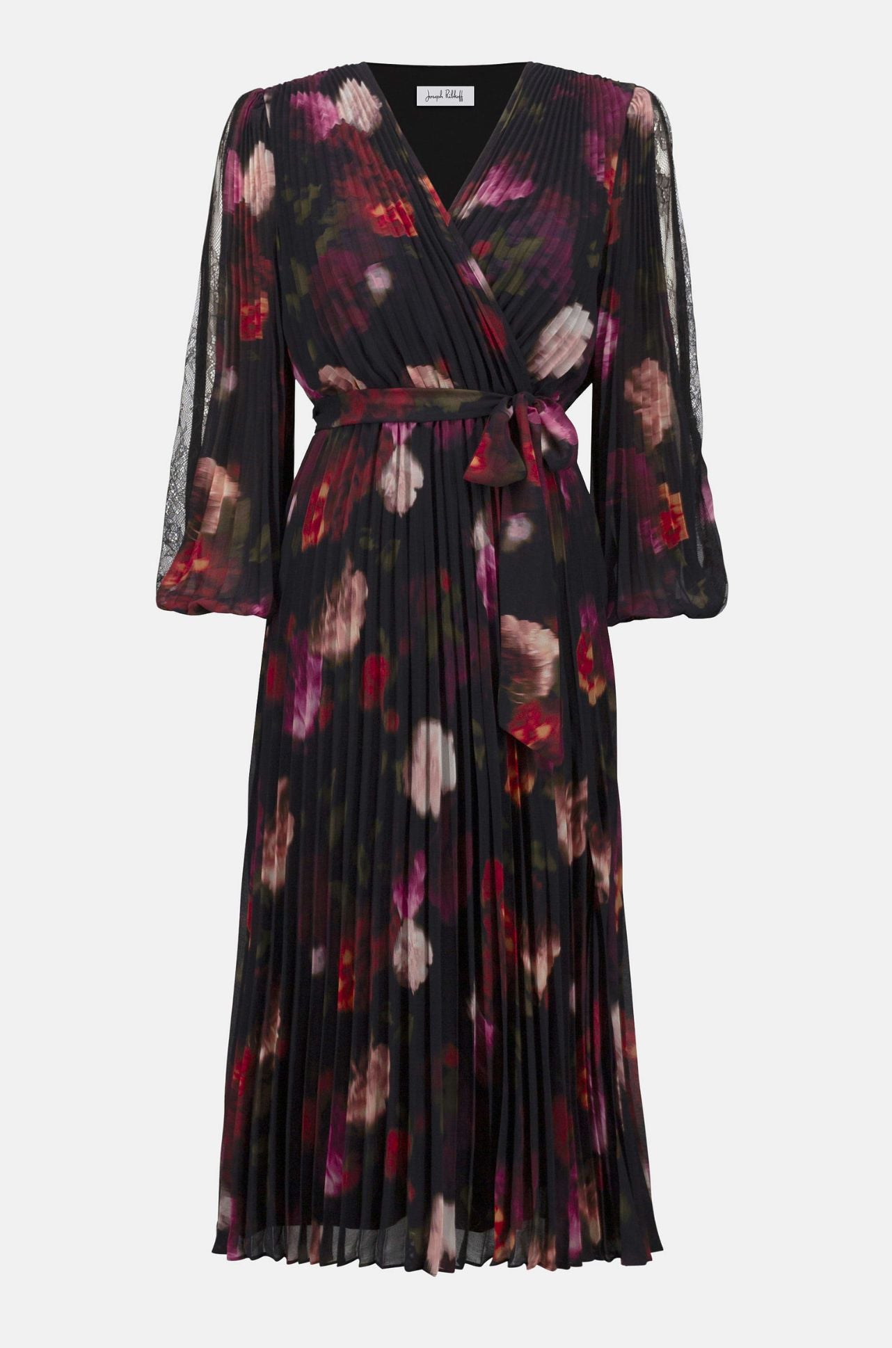 Joseph Ribkoff - Signature Pleated Chiffon Floral Fit and Flare Dress