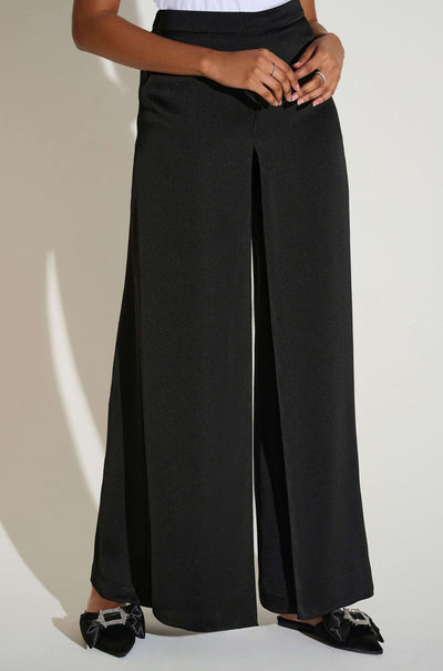 Joseph Ribkoff - Signature Satin Wide Leg Pants with Front Overlay