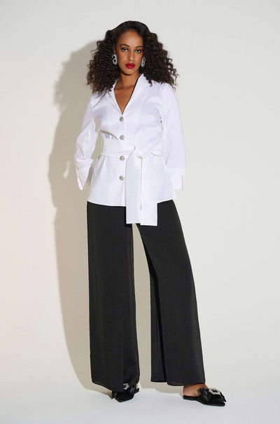 Joseph Ribkoff - Signature Satin Wide Leg Pants with Front Overlay