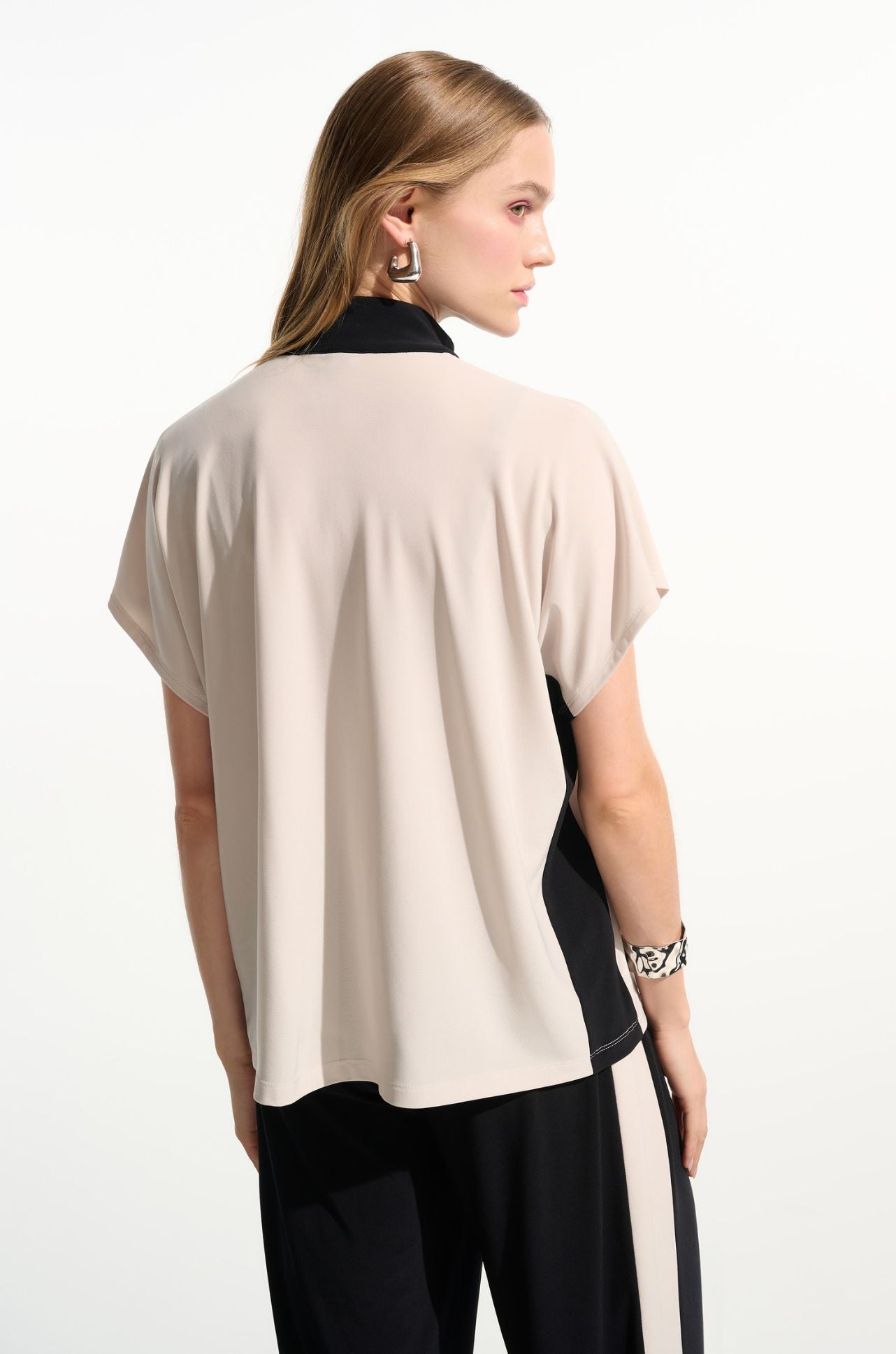 Joseph Ribkoff - Silky Knit Color Block Straight Top with Zipped Collar