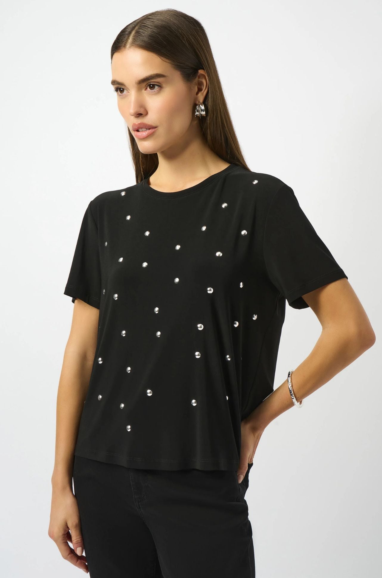 Joseph Ribkoff - Silky Knit Embellished Boxy Tshirt