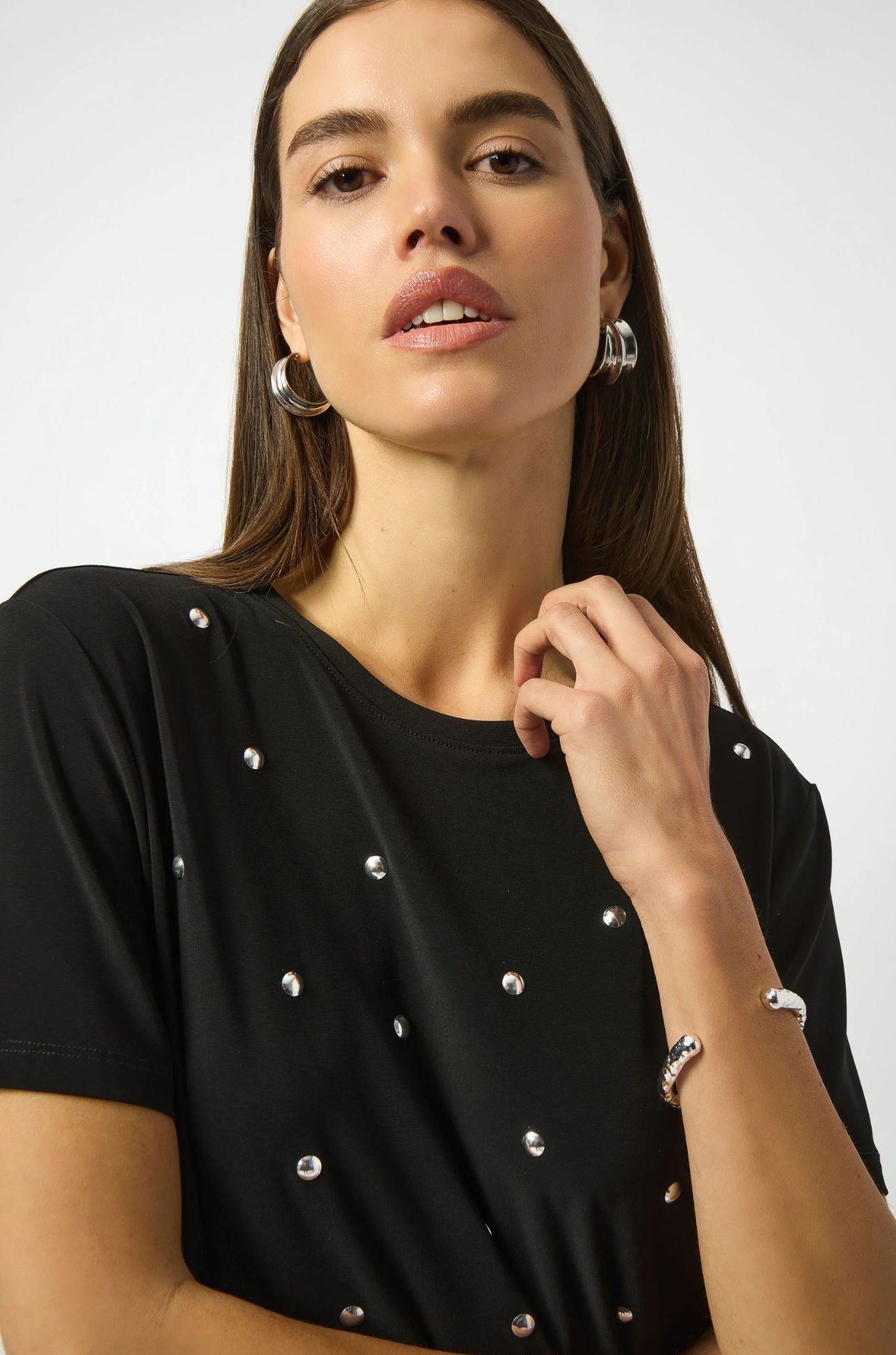 Joseph Ribkoff - Silky Knit Embellished Boxy Tshirt