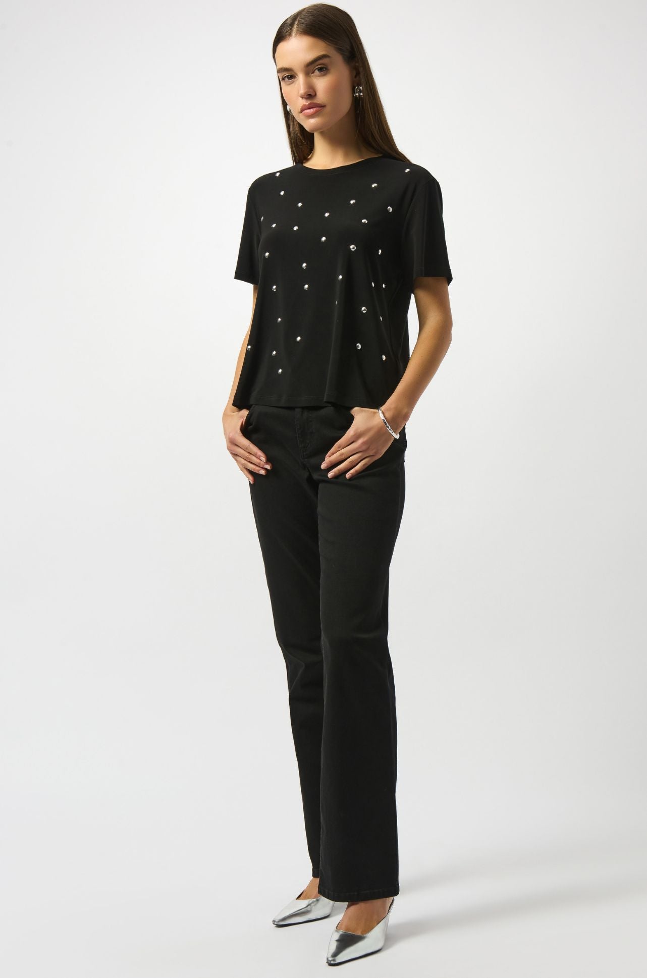 Joseph Ribkoff - Silky Knit Embellished Boxy Tshirt