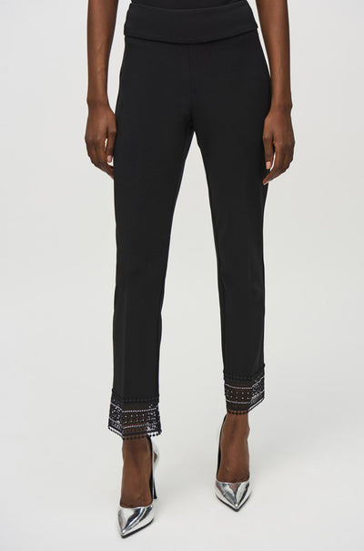 Joseph Ribkoff - Silky Knit Straight Pants w/ Lace Detail