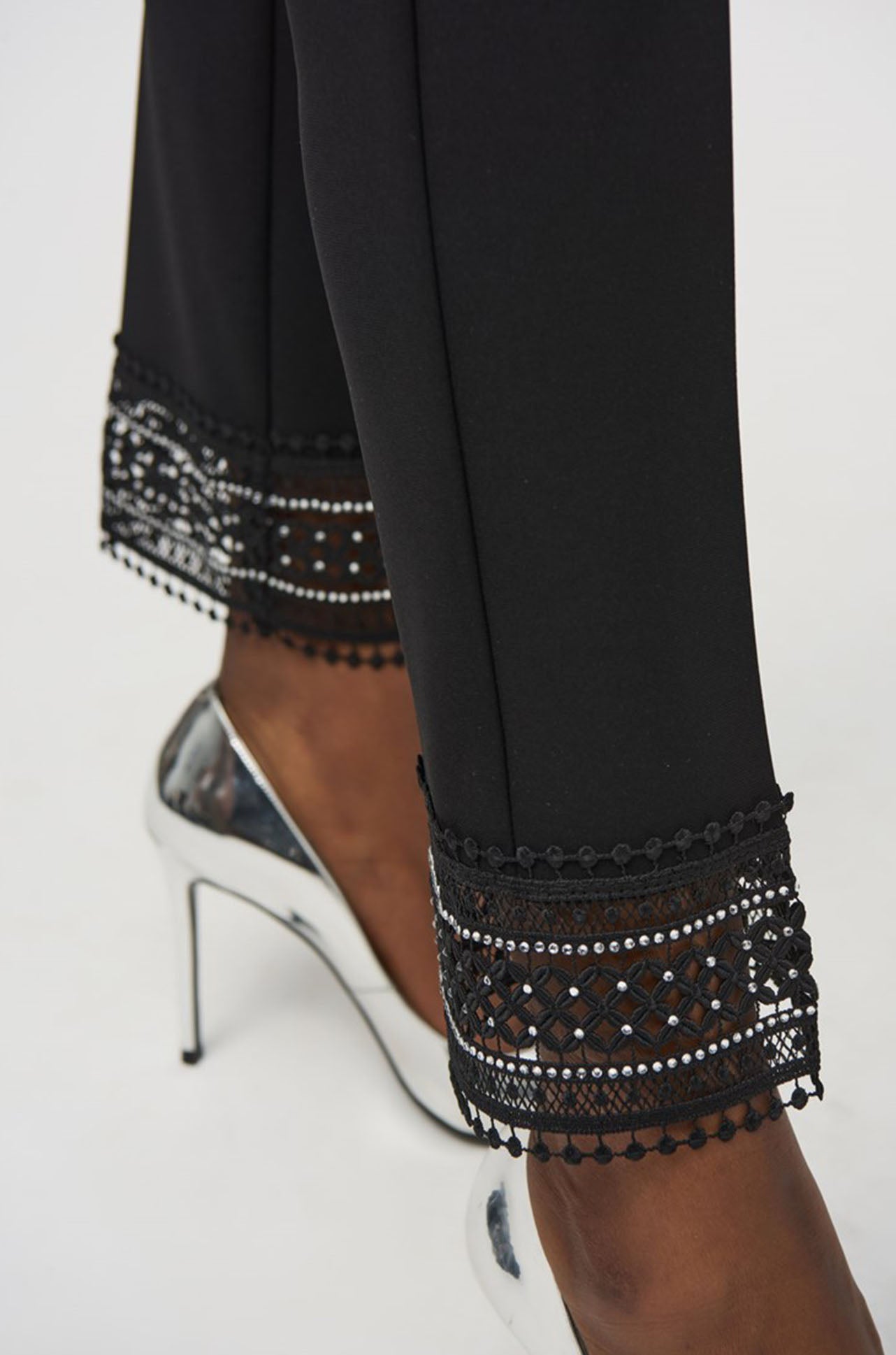 Joseph Ribkoff - Silky Knit Straight Pants w/ Lace Detail