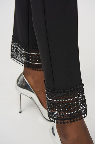 Joseph Ribkoff - Silky Knit Straight Pants w/ Lace Detail