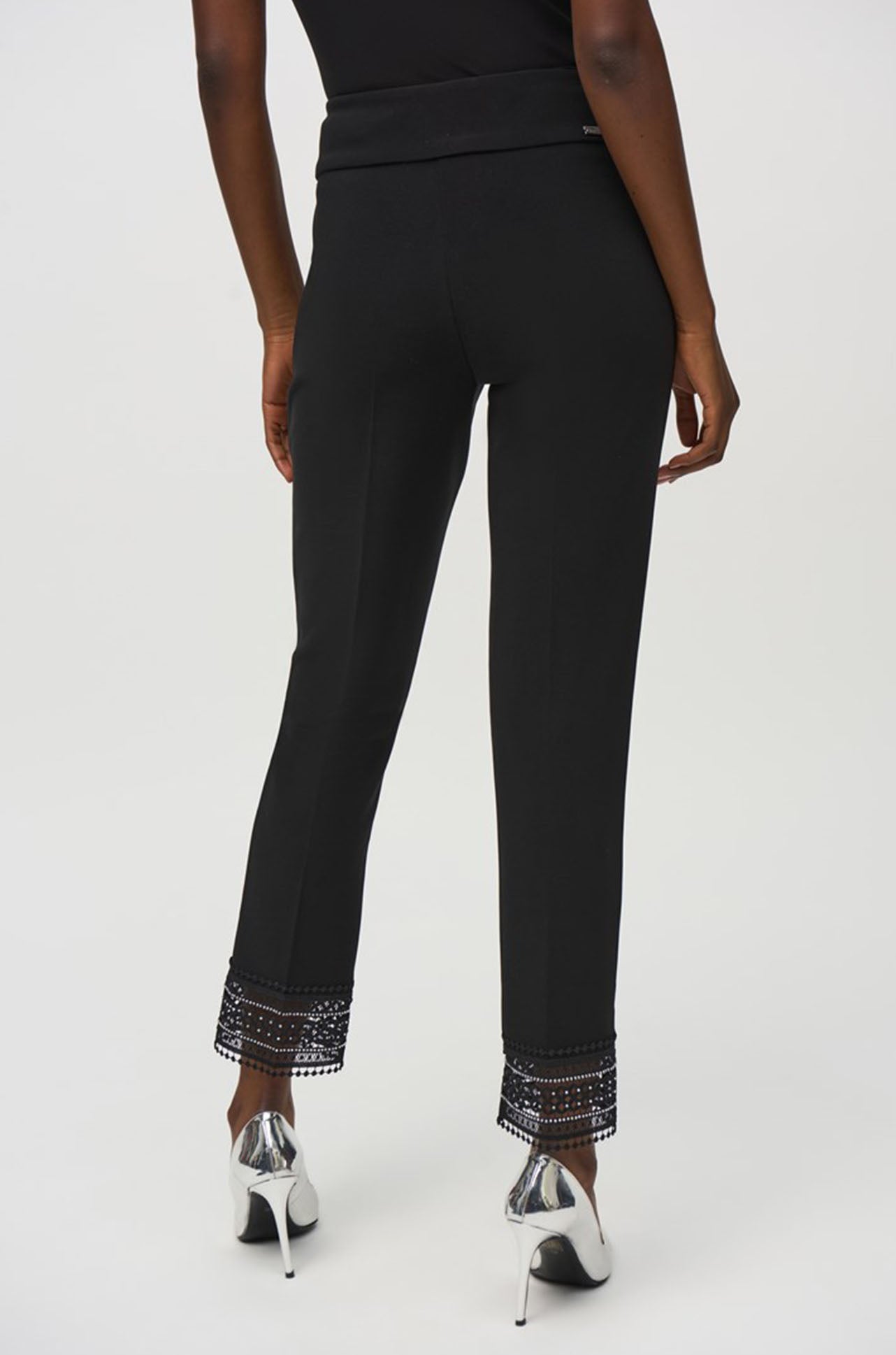 Joseph Ribkoff - Silky Knit Straight Pants w/ Lace Detail