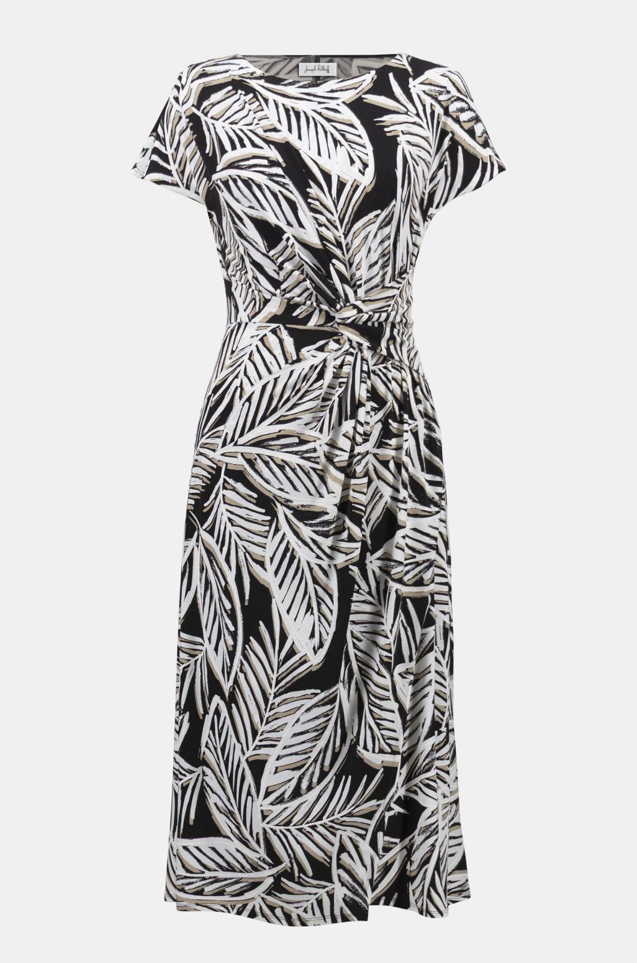 Joseph Ribkoff - Silky Knit Tropical Print Fit and Flare Dress with Boat Neckline